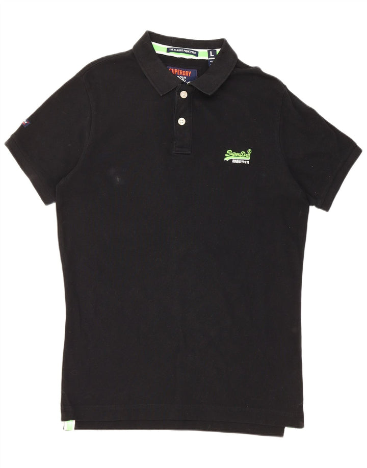 Polo da uomo Superdry grande in cotone nero