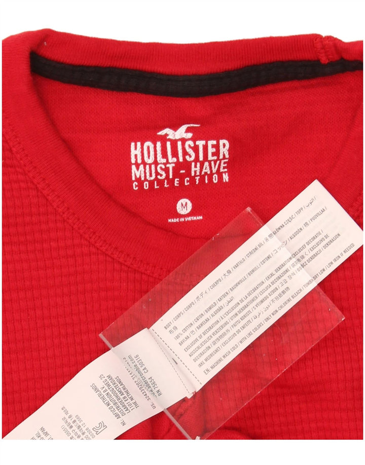 HOLLISTER Mens Graphic Top Long Sleeve UK 14 Medium Red Cotton