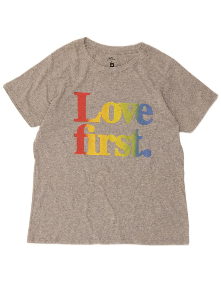 J. CREW T-shirt grafica da donna Top UK 14 Large Grigio