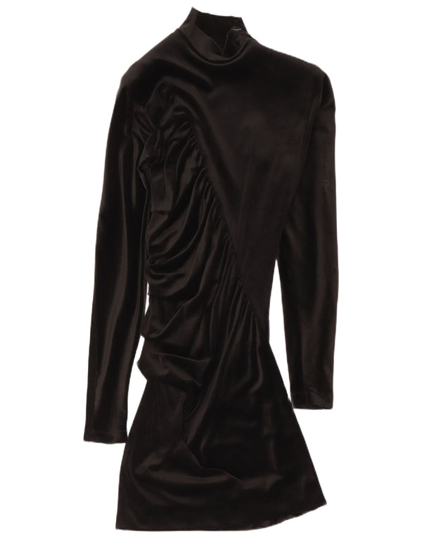 Abito aderente in velluto a maniche lunghe da donna Genny UK 14 Acetato nero medio