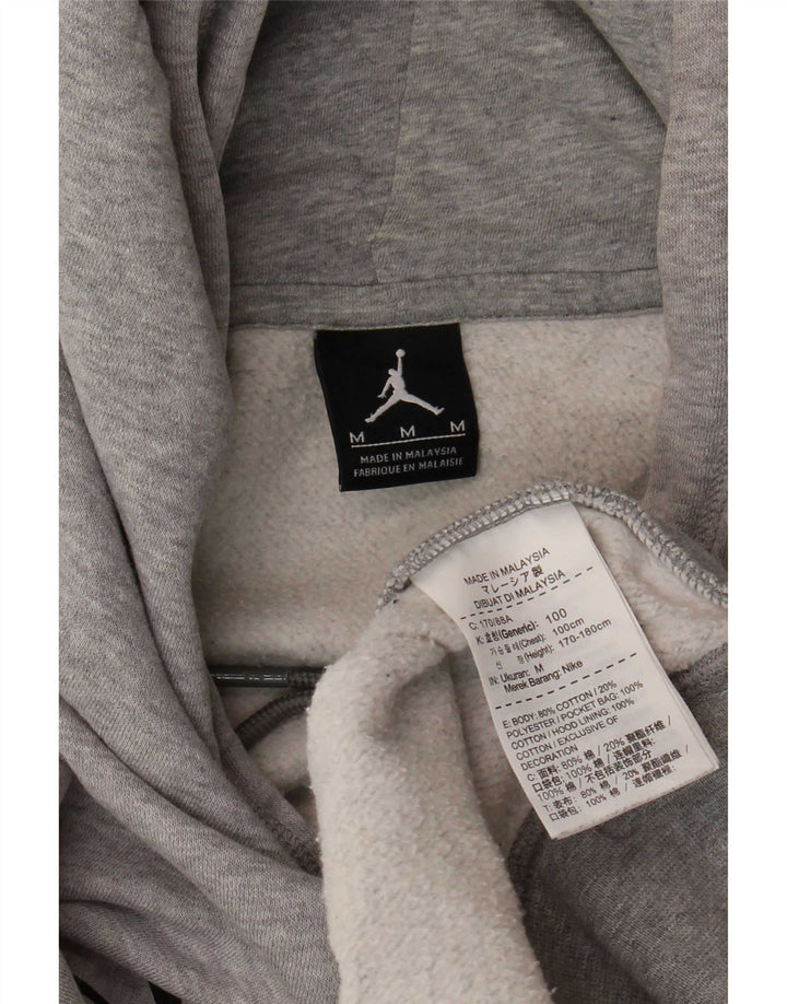 Felpa con cappuccio grafica Jordan da uomo in cotone chiazzato grigio medio