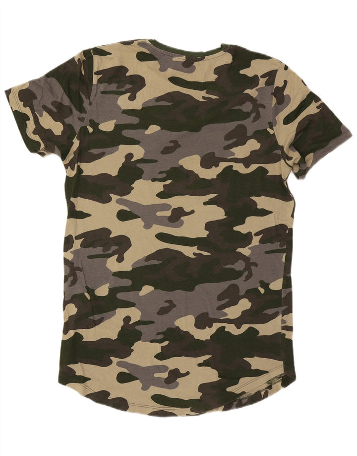 T-shirt grafica da uomo Jack & Jones Top in cotone mimetico verde medio
