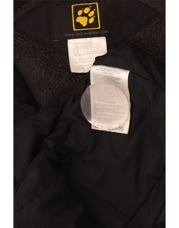 JACK WOLFSKIN Giacca a vento con cappuccio da donna UK 10 Small Nero Poliammide