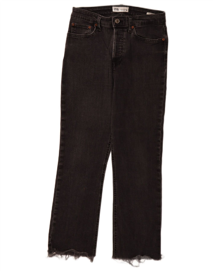 Jeans dritti a vita alta da donna Zara EU 38 piccoli W28 L27 grigi