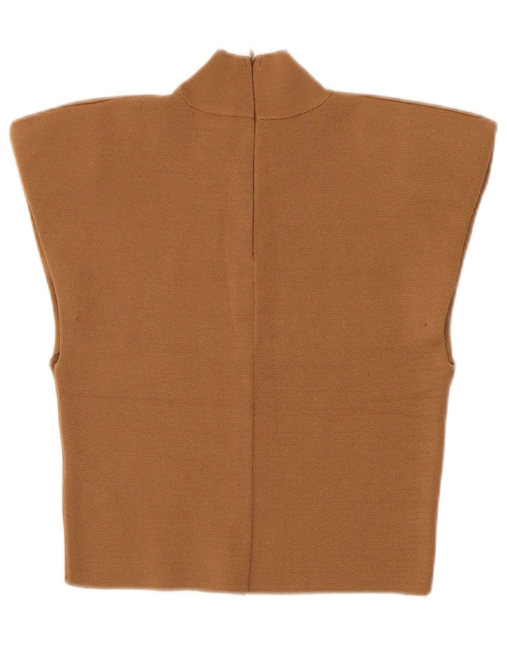 Top corto in camicetta corta da donna Zara UK 8 piccolo in viscosa marrone