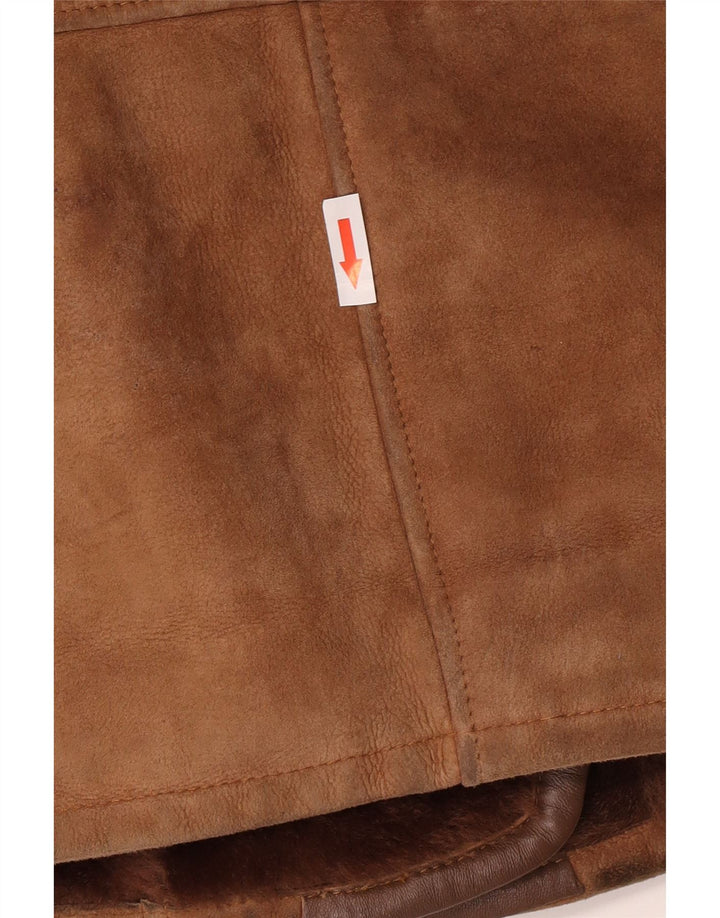 Giacca in shearling oversize da donna vintage EU 40 Shearling marrone medio