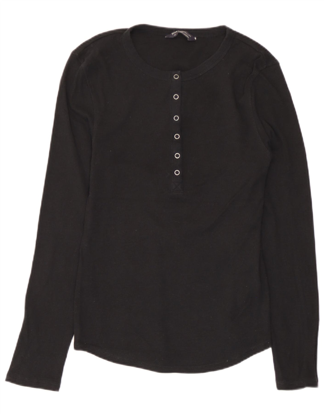 Marks & Spencer Top da donna manica lunga UK 10 piccolo cotone nero