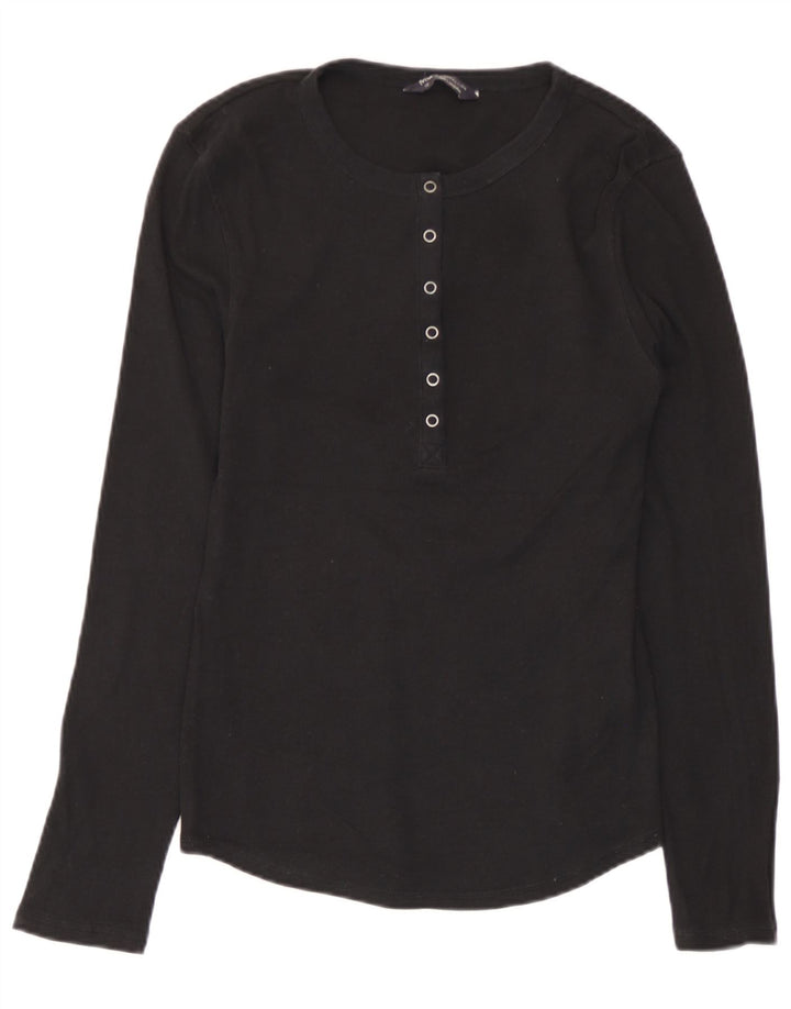 Marks & Spencer Top da donna manica lunga UK 10 piccolo cotone nero