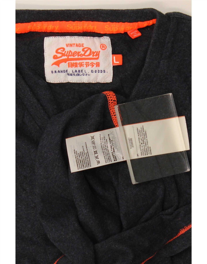 T-shirt da uomo Superdry Top Large in cotone blu navy