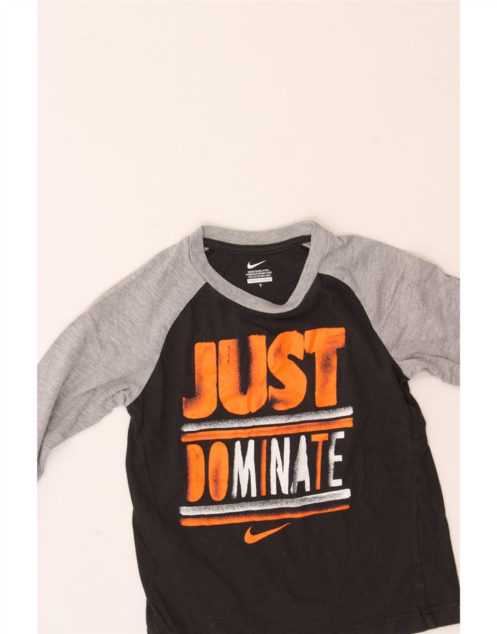 NIKE Boys Graphic Top Long Sleeve 6-7 Years Black Colourblock Cotton Vintage Nike and Second-Hand Nike from Messina Hembry 