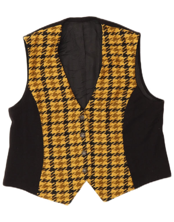 Gilet vintage da donna UK 12 color block giallo medio