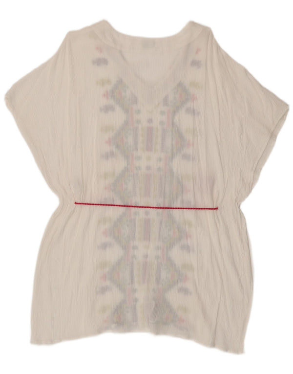 Top tunica oversize da donna Benetton UK 6 XS bianco geometrico bohémien