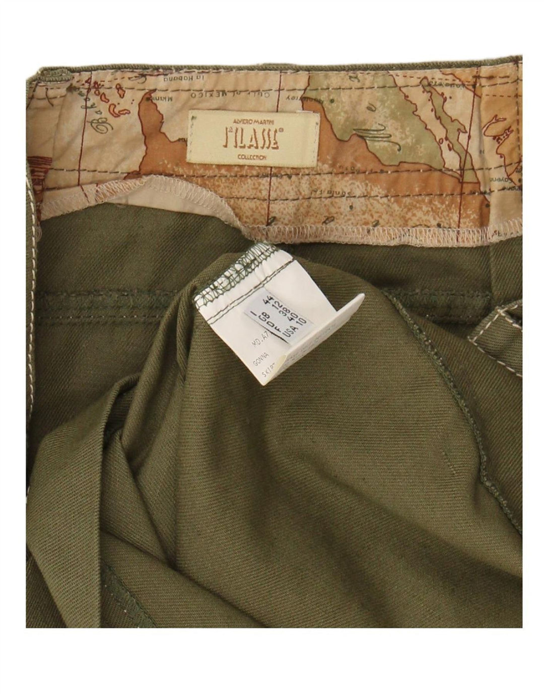 ALVIERO MARTINI Womens Midi Skirt UK 12 Medium W30  Khaki Cotton