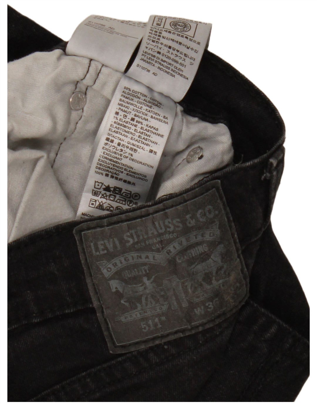 Jeans Levi's Uomo 511 Slim W36 L32 Cotone Nero