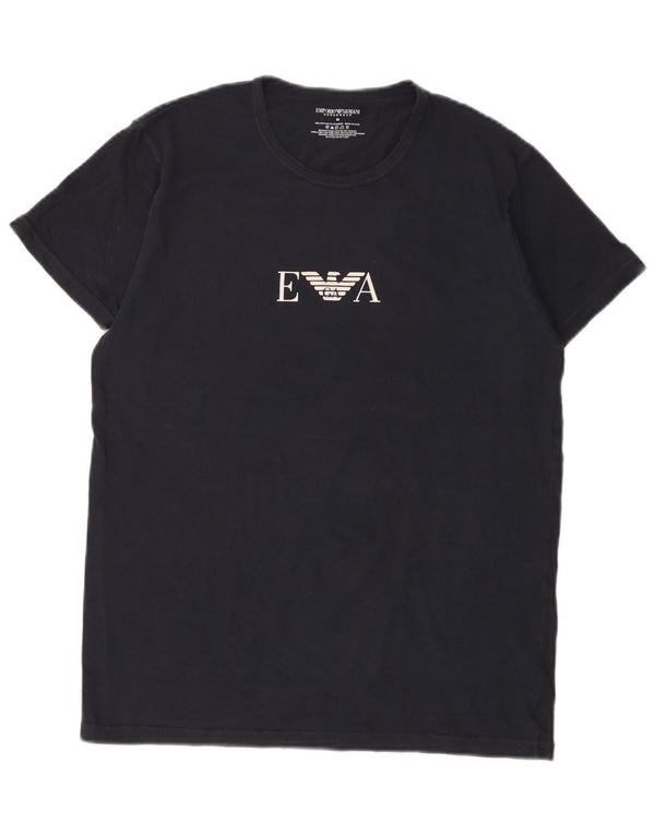 T-shirt grafica da uomo Emporio Armani Top medio blu navy