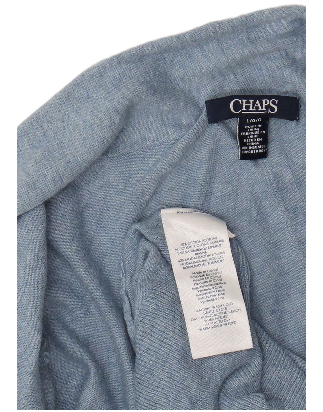 CHAPS Maglione cardigan aperto lungo da donna UK 16 grande cotone blu