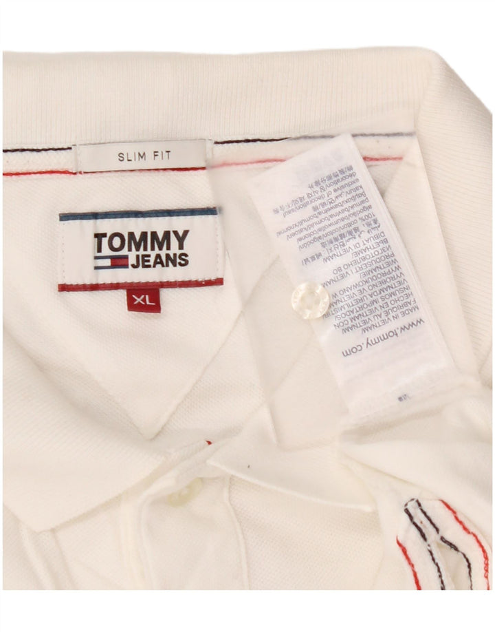 TOMMY HILFIGER Polo da uomo slim fit XL in cotone bianco