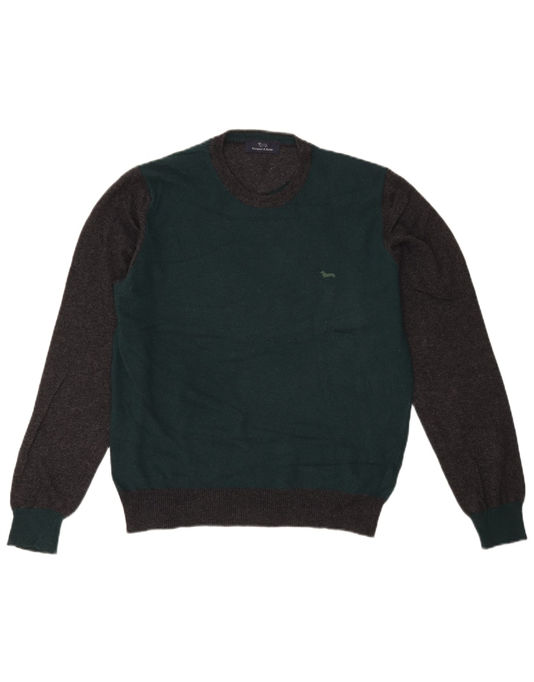 Maglione da uomo girocollo Harmont & Blaine in lana color block verde piccolo