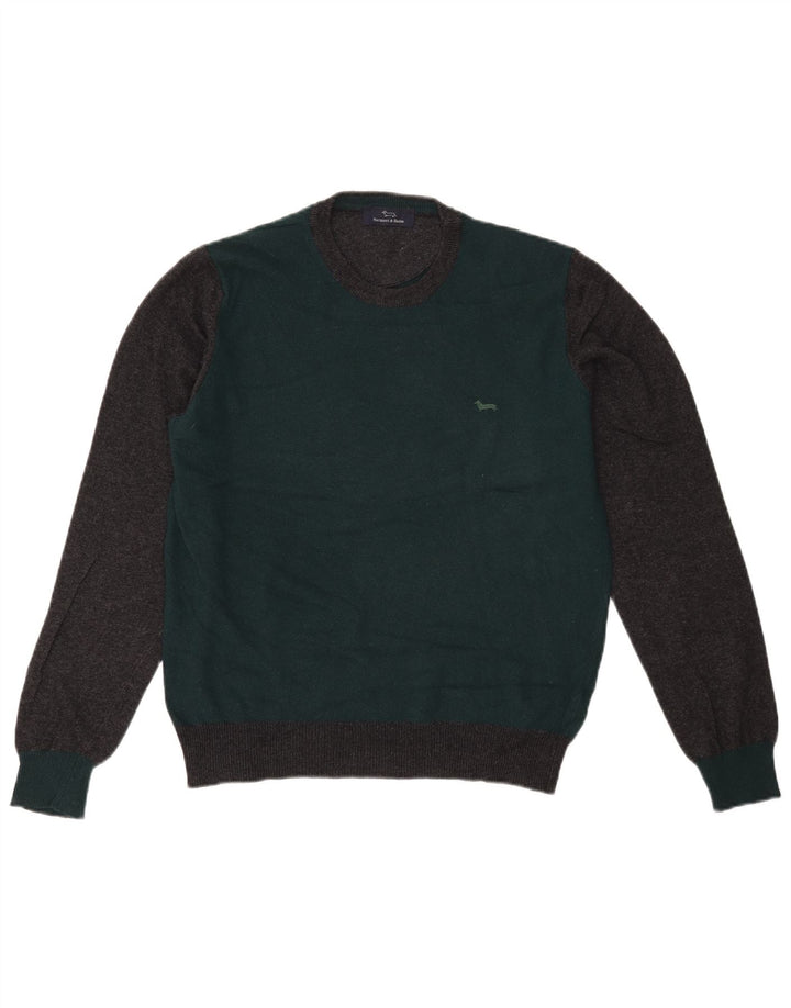 Maglione da uomo girocollo Harmont & Blaine in lana color block verde piccolo