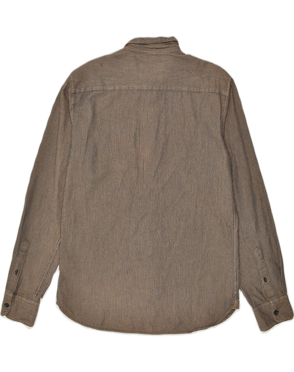 Camicia da uomo PULL & BEAR in cotone a righe grandi marroni