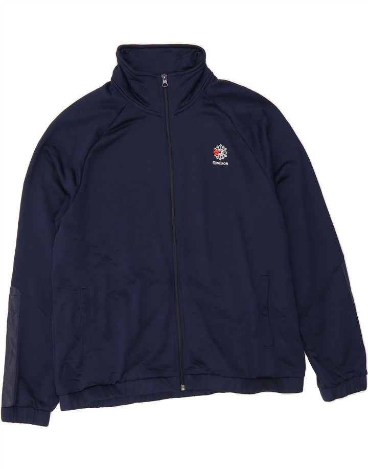REEBOK Womens Tracksuit Top Jacket UK 20/22 XL Navy Blue Polyester Vintage Reebok and Second-Hand Reebok from Messina Hembry 