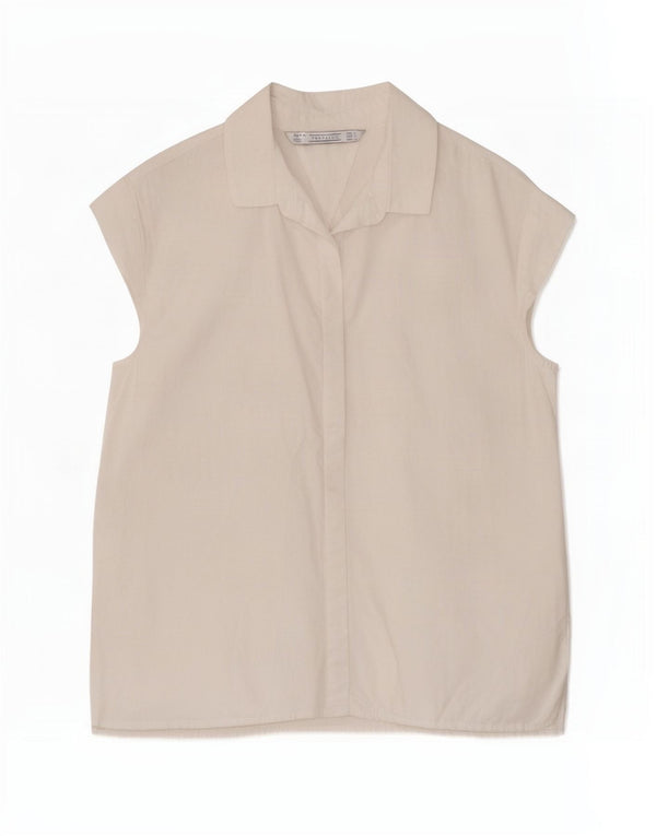 Camicia a maniche corte Trafaluc da donna Zara UK 16 grande cotone bianco
