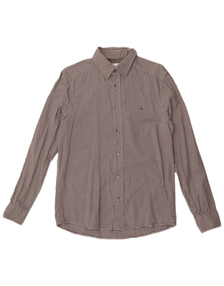 Camicia da uomo Calvin Klein piccola in cotone a quadretti grigio