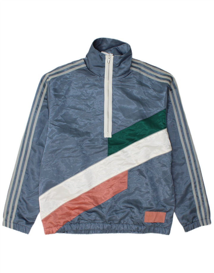 Adidas Uomo Loose Fit Pullover Tuta Top Small Blu Colourblock