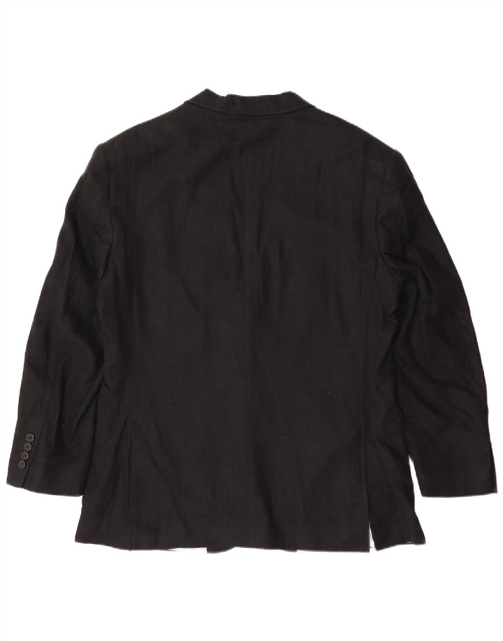 MARKS & SPENCER Giacca blazer da uomo a 2 bottoni UK 40 Grande lino nero