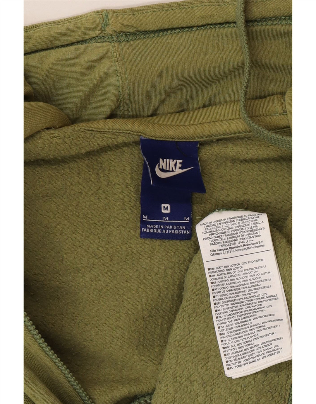 Felpa con cappuccio e zip Nike da uomo in cotone kaki medio