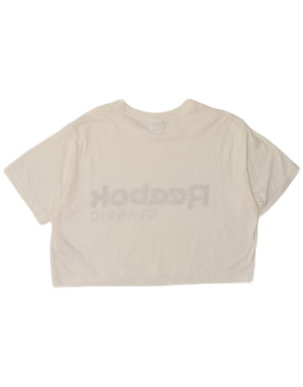 T-shirt grafica Reebok da donna Classic Crop Graphic UK 8/10 Small Bianca