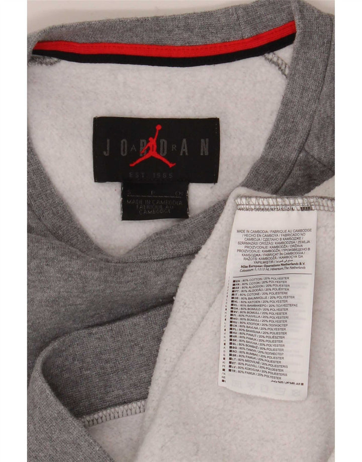 Felpa con grafica Jordan da uomo, piccola, in cotone grigio screziato