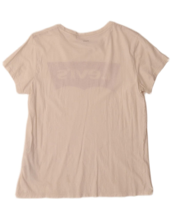T-shirt grafica da donna Levi's Top UK 10 piccola in cotone bianco