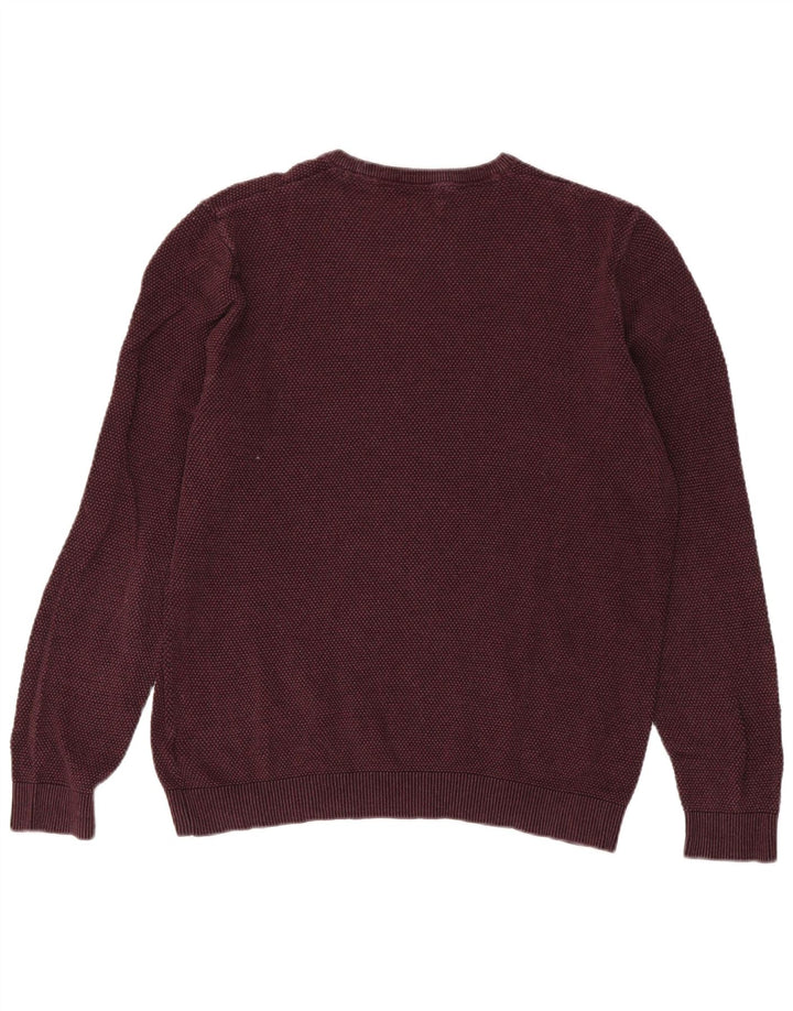 MARKS & SPENCER Maglione maglione girocollo da uomo grande cotone bordeaux