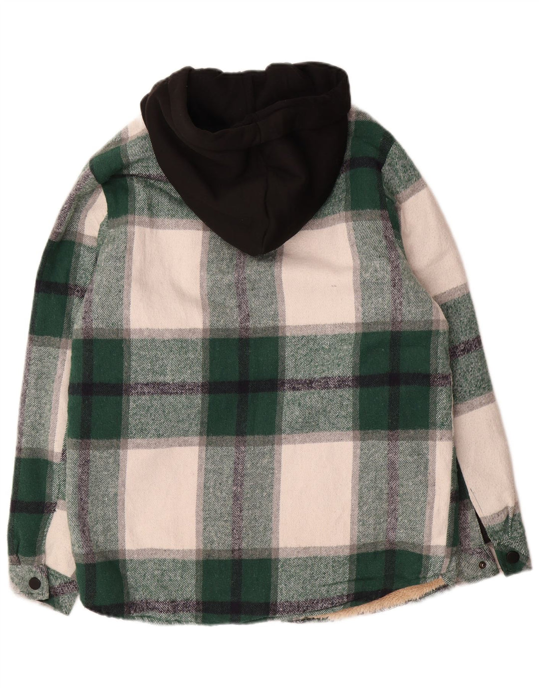 Giacca multiuso Sherpa da uomo vintage con cappuccio UK 36 Piccolo poliestere a quadri verdi
