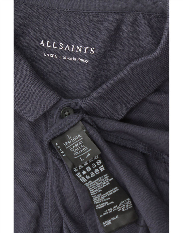 Polo da uomo ALL SAINTS grande in cotone blu navy