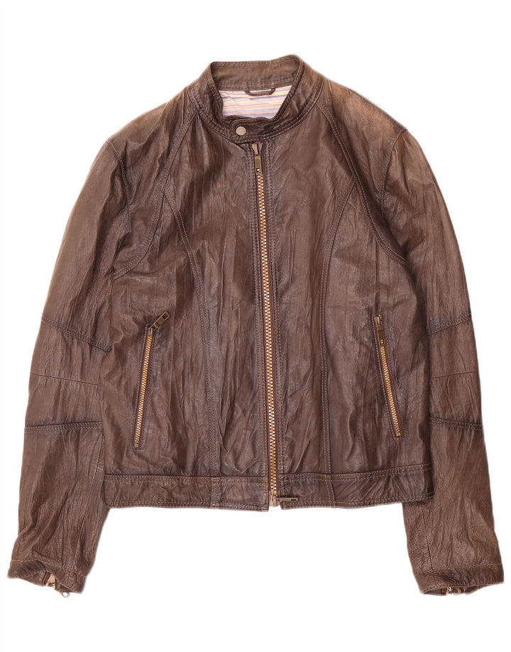 Giacca in pelle vintage da uomo IT 48 Marrone medio
