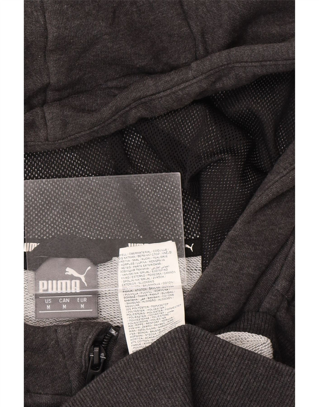 PUMA Mens Graphic Zip Hoodie Sweater Medium Grey Cotton Vintage Puma and Second-Hand Puma from Messina Hembry 