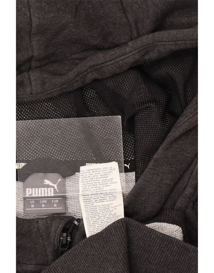 PUMA Mens Graphic Zip Hoodie Sweater Medium Grey Cotton Vintage Puma and Second-Hand Puma from Messina Hembry 