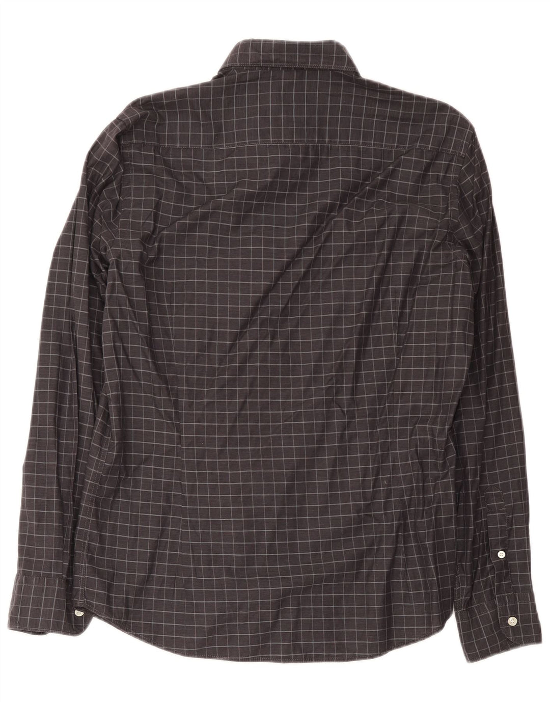 Camicia da uomo Massimo Dutti in cotone a quadri grigi grandi