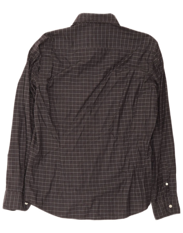 Camicia da uomo Massimo Dutti in cotone a quadri grigi grandi