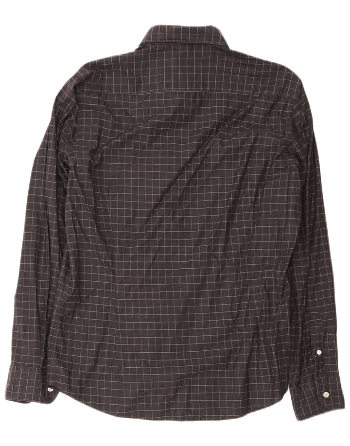 Camicia da uomo Massimo Dutti in cotone a quadri grigi grandi