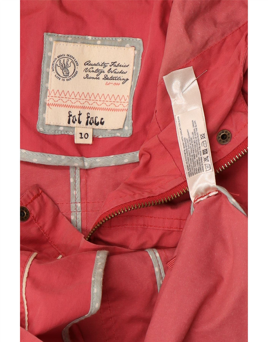 Montgomery con cappuccio da donna Fat Face UK 10 piccolo cotone rosa
