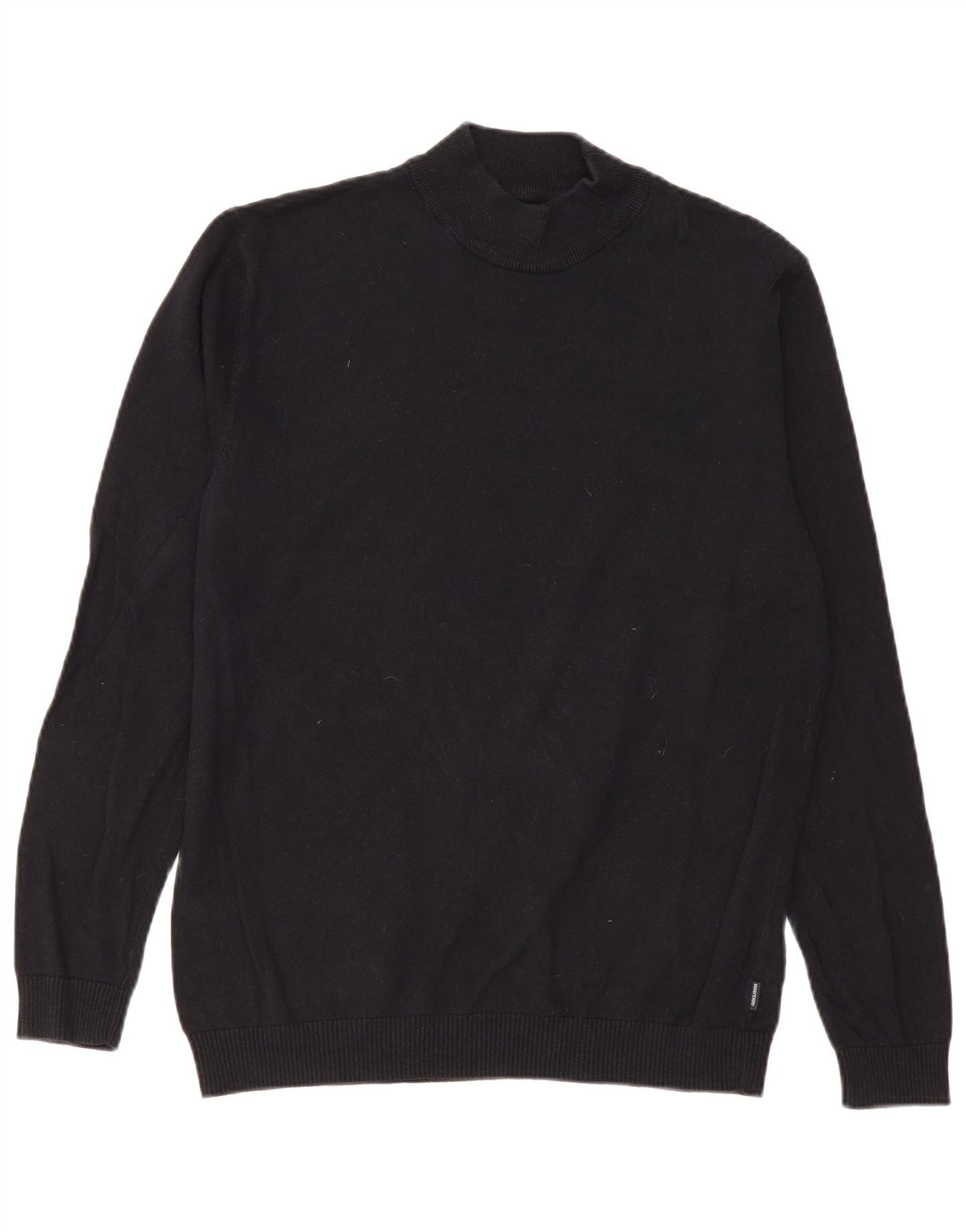 Jack & Jones Maglione da uomo con collo alto e maglione grande in cotone nero
