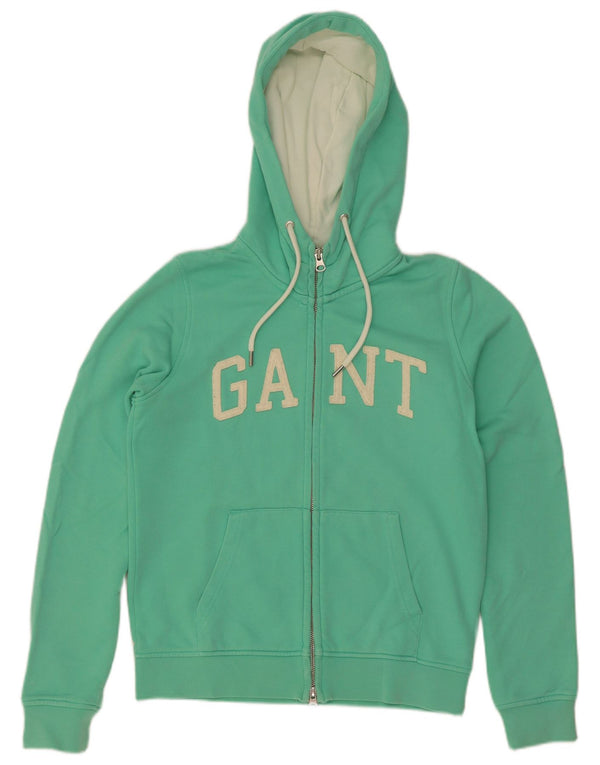 Gant maglione con cappuccio e zip grafica da donna UK 10 piccolo cotone verde