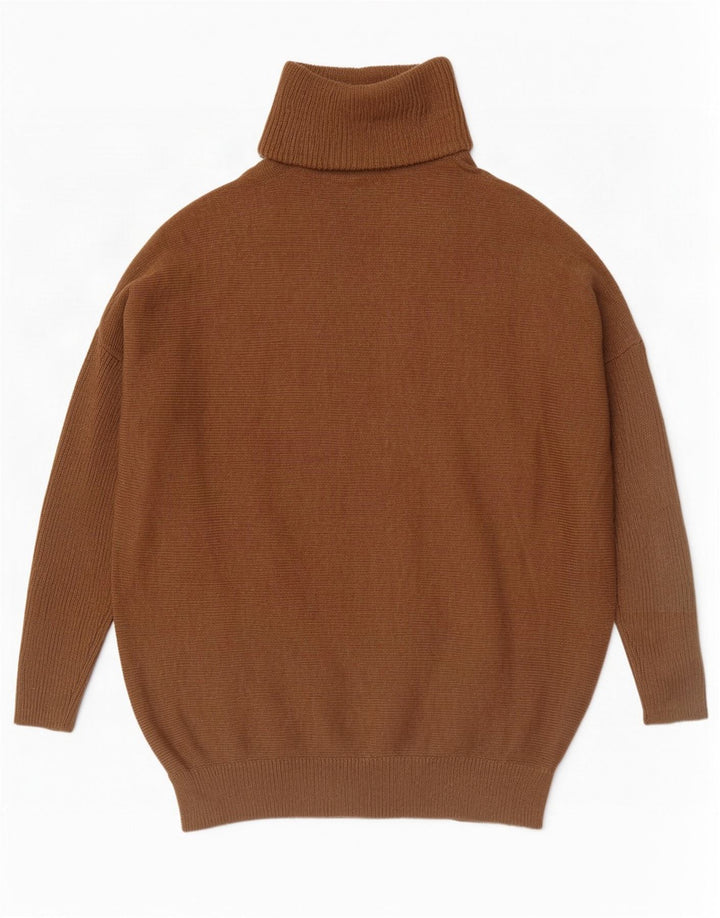 Maglione maglione oversize da donna Boden con collo alto UK 10 piccolo cotone marrone