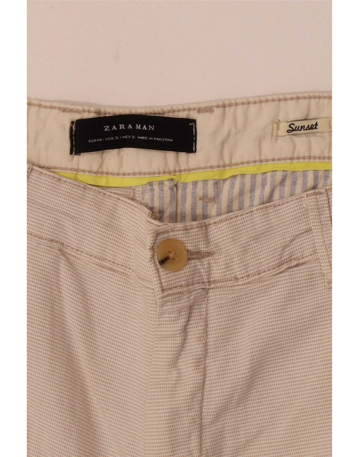 Pantaloncini chino Zara da uomo Sunset EU 40 medi W31 a quadri bianco sporco
