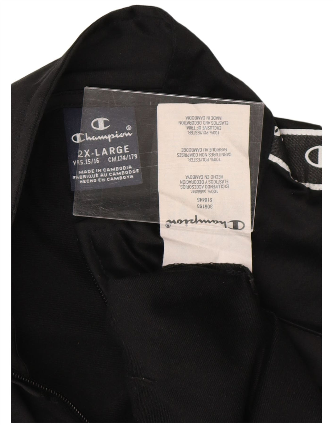 Giacca superiore della tuta grafica da ragazzo CHAMPION 15-16 anni 2XL poliestere nero