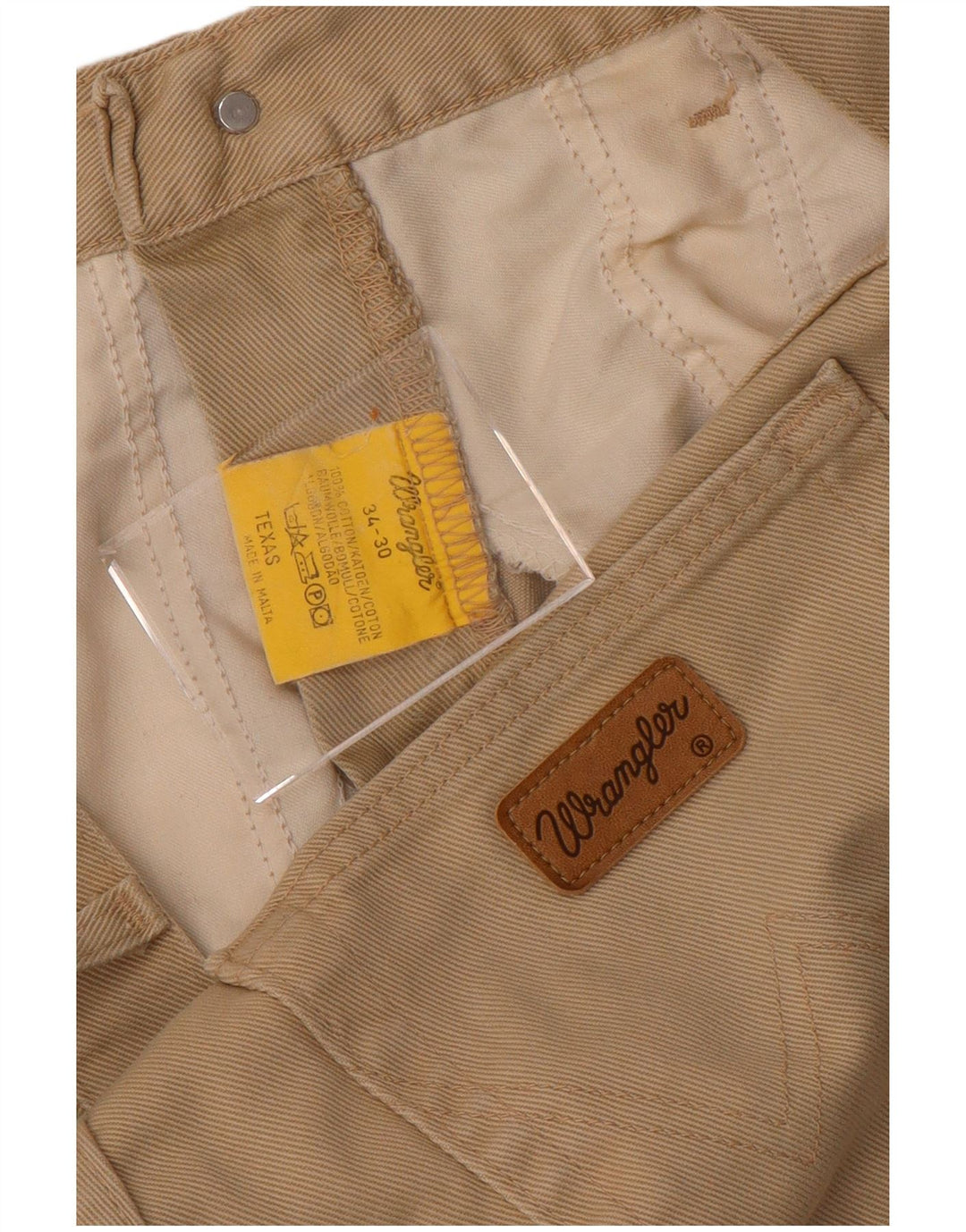 Jeans dritti da uomo Texas WRANGLER W34 L30 cotone beige