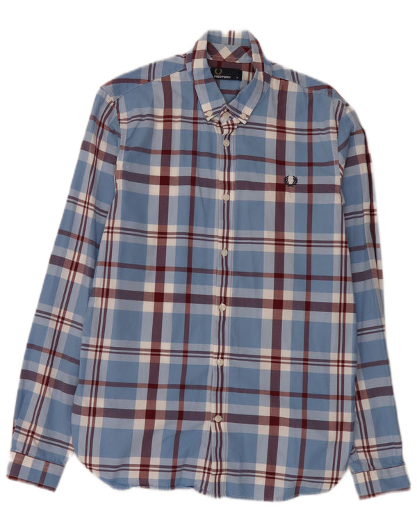 Camicia da uomo Fred Perry in cotone a quadri blu medio
